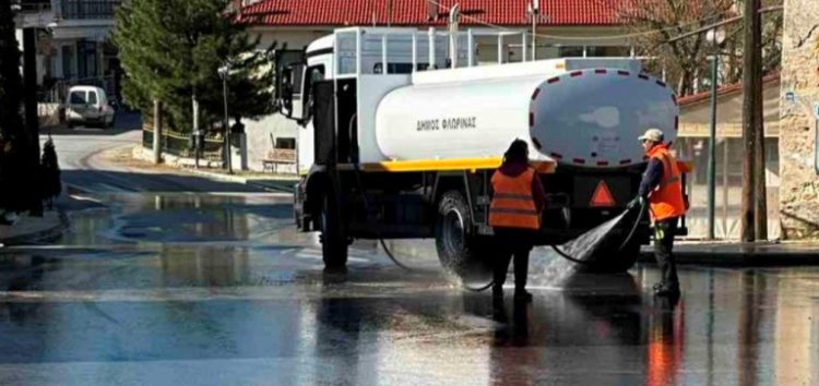 Πλύση οδών και κοινόχρηστων χώρων στον Δήμο Φλώρινας